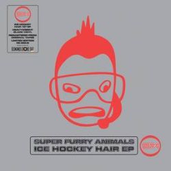 Super Furry Animals - Ice Hockey Hair EP (12”) - Legendary EP released by Creation in 1998 from the iconic psych-pop group. Remastered audio from 2017 appears on vinyl here for the first time. Cover illustration by long-time band collaborator Pete Fowler, and spot-gloss red against matte silver sleeve, 180g. (RSD399)