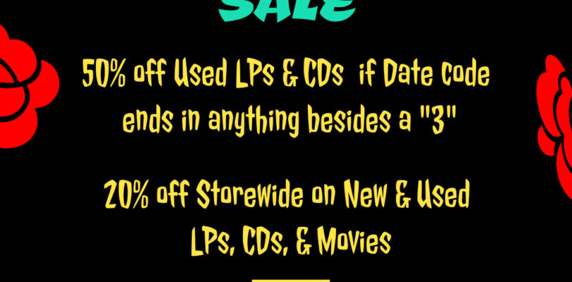 📍SALE THIS WEEKEND 📍 Surprise! We’re having a sale this holiday weekend starting tomorrow- Saturday through Monday. The store will be 20% off storewide on New & Used LPs, CDs, & movies. 🚨 ALSO 🚨 Look for our Used LPs and CDs with a date code ending in anything besides a “3” to get 50% OFF!! See the example shown to find out date codes- and of course we’re happy to assist if you’re not sure