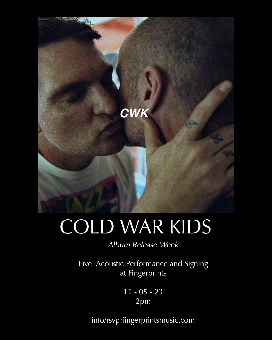 Cold War Kids Acoustic In-store and Signing 11/5/23 at 2pm