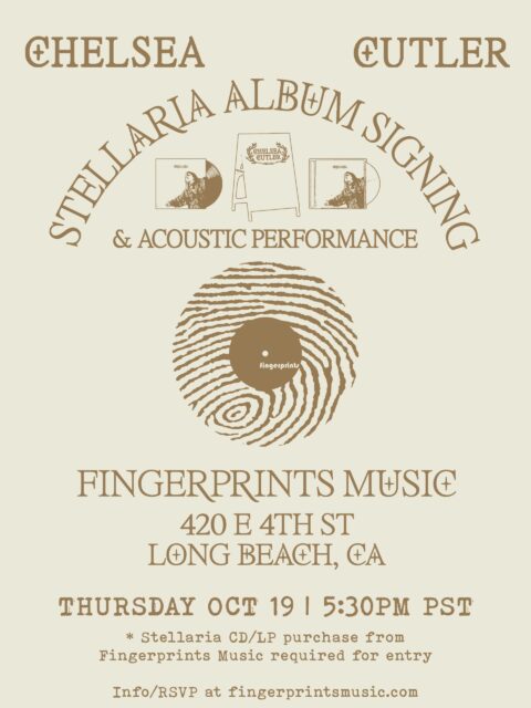 Chelsea Cutler Acoustic Performance and Signing at Fingerprints Thursday 10/19 at 5:30 pm