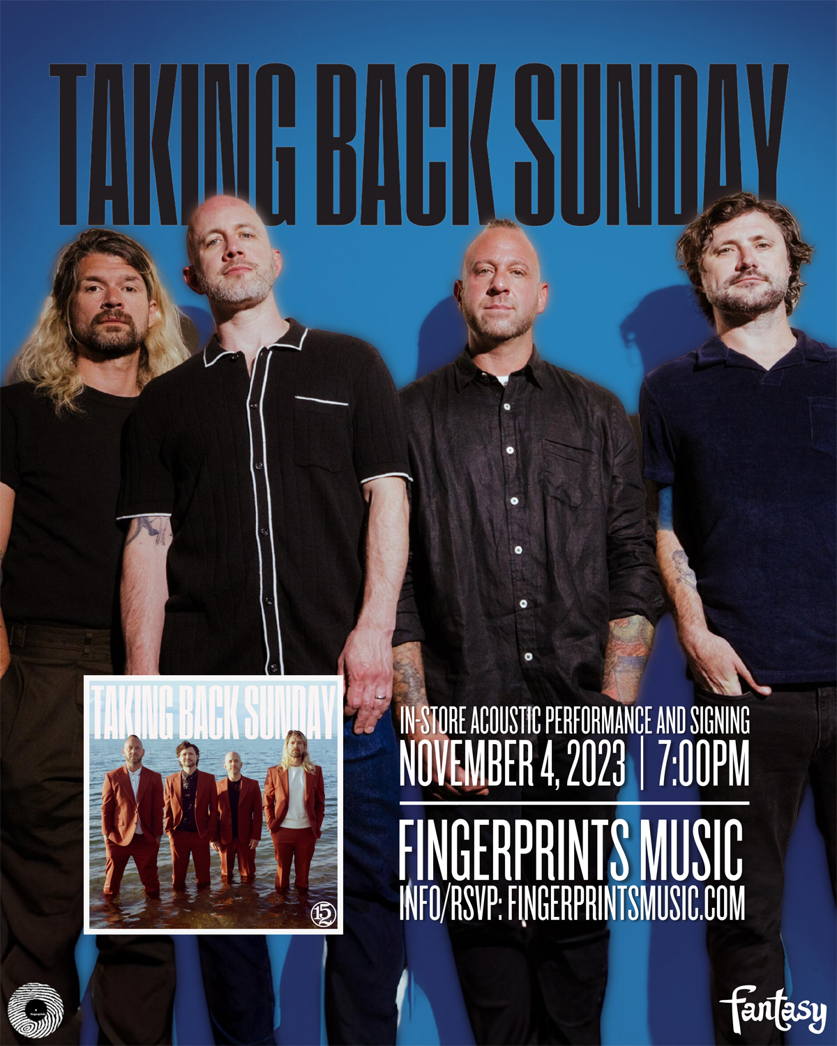 Taking Back Sunday Acoustic Performance and Signing 11/4 at 7pm