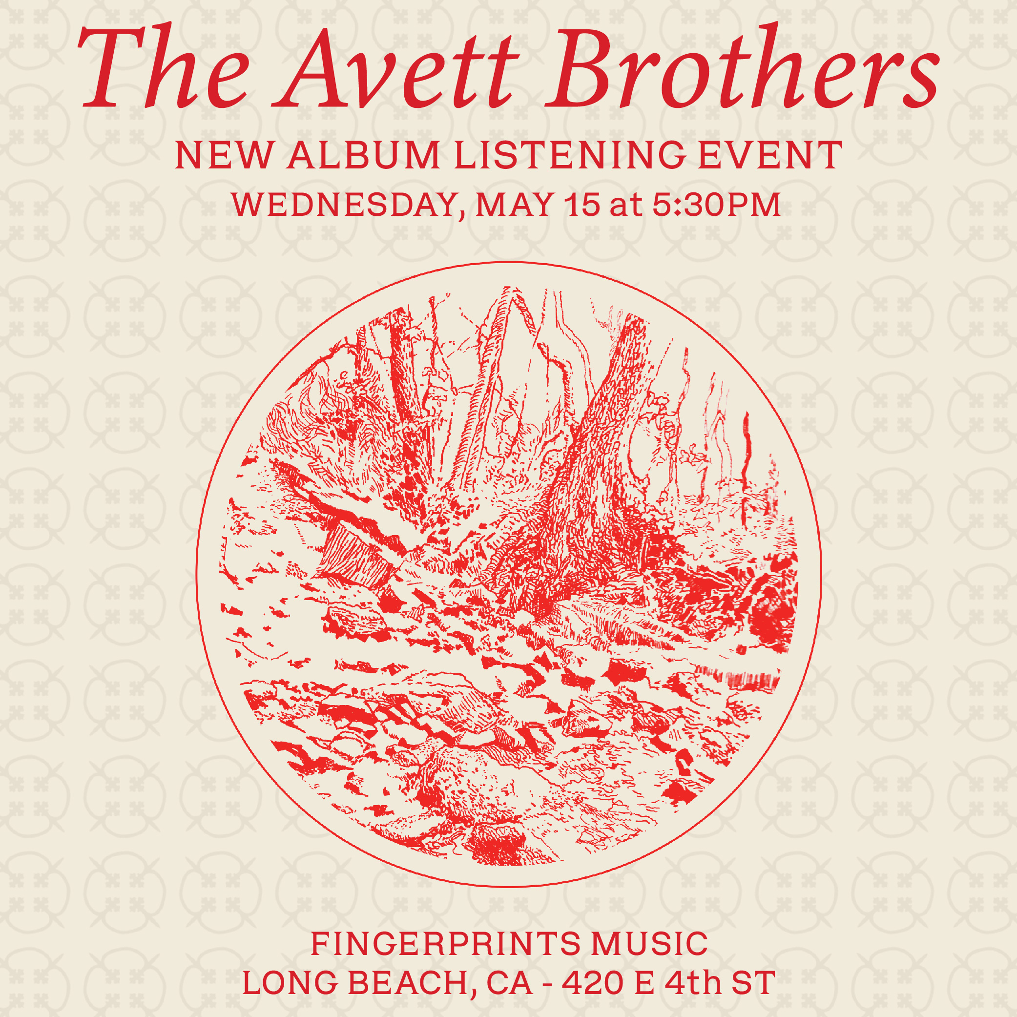 Avett Bros listening party at Fingerprints 5/15 at 5:30pm