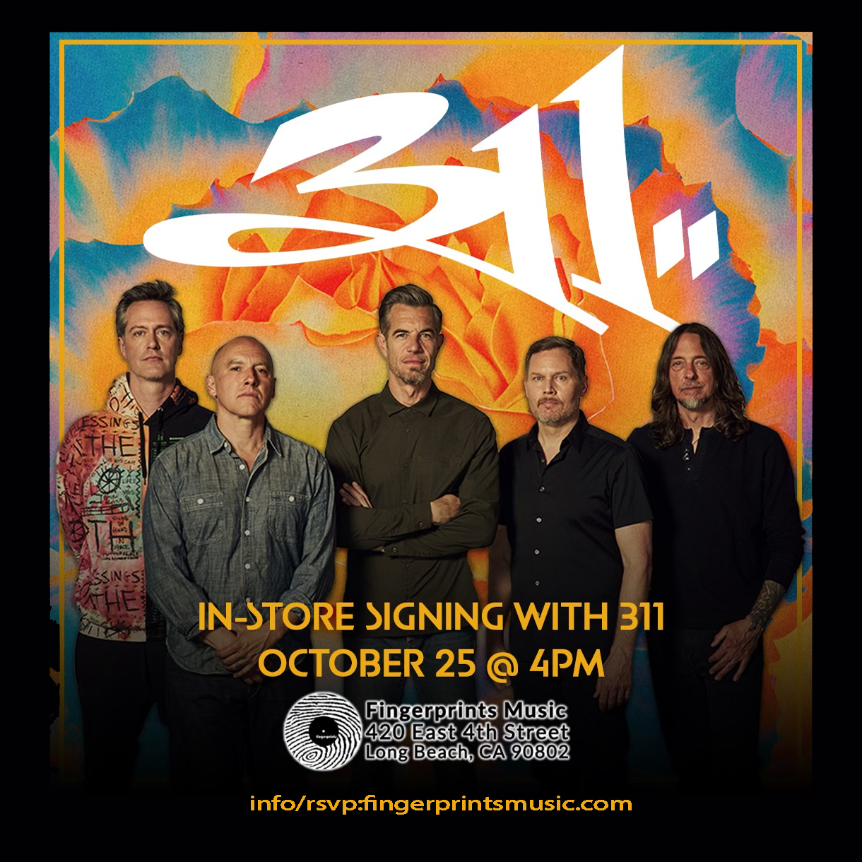 311 will be at Fingerprints for an in-store signing on Friday October 25th at 4:00 pm.