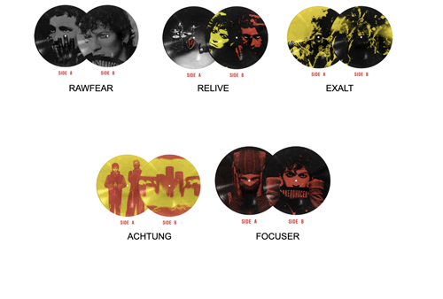 (FOCUSER) (Black & Red Picture Disc) - (ACHTUNG) (Red & Yellow Picture Disc) - (EXALT) (Black & Yellow Picture Disc) - (RELIVE) (Yellow & Red Picture Disc) - (RAWFEAR) (Black. & White Picture Disc) 