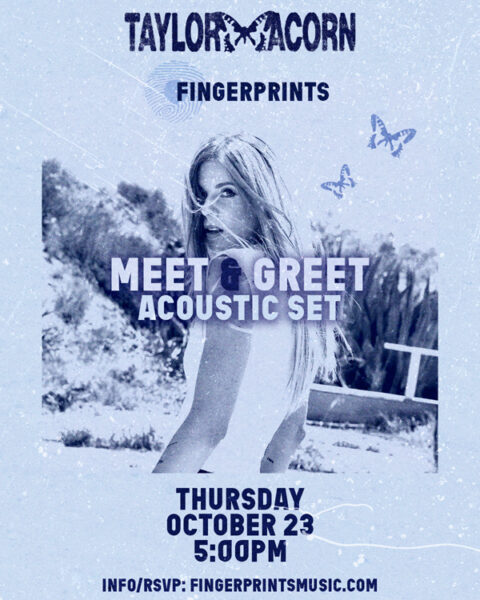 Taylor Acorn Meet & Greet + Acoustic Set October 23rd at 5pm
