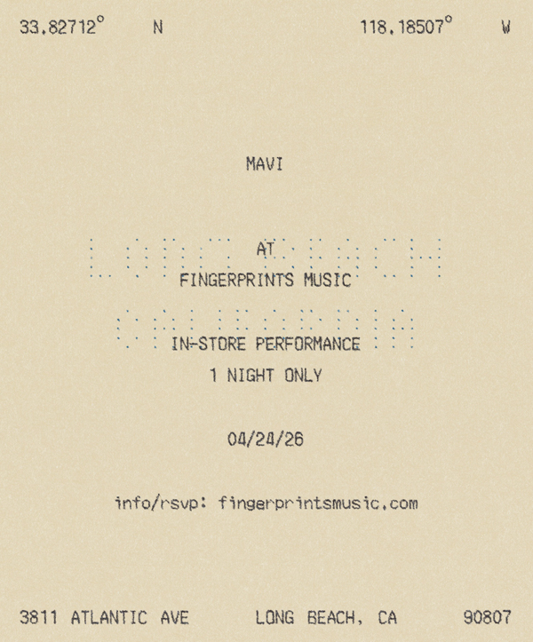 MAVI In-Store Performance and Signing 4/24/26 at 6pm