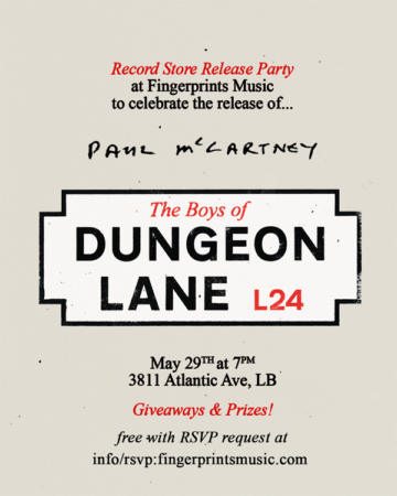 Paul McCartney Boys Of Dungeon Lane Listening Party 5/29 at 7pm