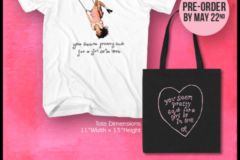 Olivia Rodrigo - Pretty Sad So In Love - Indie Store Exclusive white T-shirt and black Tote Bag