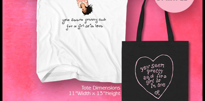 Olivia Rodrigo - Pretty Sad So In Love - Indie Store Exclusive white T-shirt and black Tote Bag