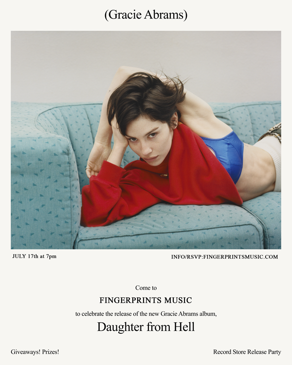 Gracie Abrams Listening Party Friday 7/17 at 7pm