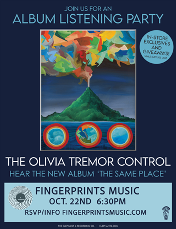 Olivia Tremor Control Listening Party on Thursday, 10/22 at 6:30pm